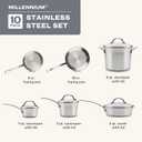 Farberware Millennium Stainless Steel Pots and Pans Set, 10-Piece, Silver