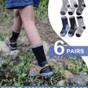 LINEMIN Kids Merino Wool Hiking Socks Toddlers Boys Girls Winter Warm Thick Thermal Boot Cushion Crew Socks 6 Pairs (White)