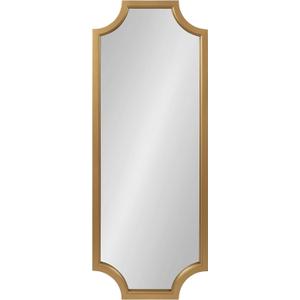 Kate and Laurel Hogan Wood Framed Full-Length Wall Mirror with Scallop Corners, 18x48 Inches, Gold