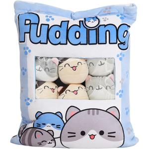 REFAHB Cute Plush Pillow Throw Pillow Removable Stuffed Animal Toys Creative Gifts for Girls (Kitten-Blue)