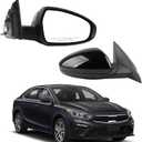 Dasbecan Right Passenger Side Mirror Compatible with 2019-2024 KIA Forte Black Rearview Mirror w/Power Glass/Manual Folding Replace# KI1321226 87620-M7000 (3Pins)