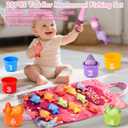 Montessori Toys for 1 Year Old - 20PCS Cloth Toddler Pink Fishing Game with Stacking Cups,Baby Color Sorting Toy 12-18 Months One Year Old Birthday Gift,Toddler Toys for 1 2 3 Year Old Boy Girl Gifts