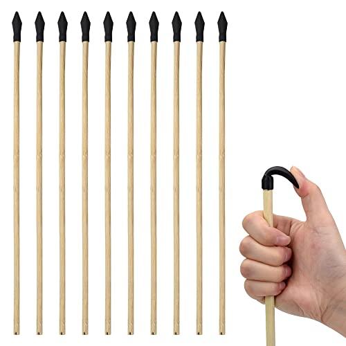 Basbon 10 Pcs Wooden Arrows Soft Rubber Tips, 17 Inch Handmade Wooden Toy Arrow for Kids and Beginners, Archery Bows Outdoor Play Cosplay Costume Decoration