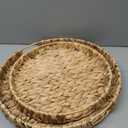 2 Pack Round Wicker Ottoman Trays with Handles, 20" & 16" Hand-Woven Serving Trays for Coffee Table, Living Room, Kitchen Counter, Breakfast, Farmhouse Home Dcor