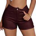 Avanova Women Faux Leather High Waist Legging Shorts Summer Sexy Stretchy Shorts (Red) Medium