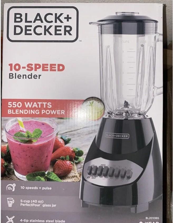 BLACK+DECKER BL2010 Standard Blender, 10-Speed + Pulse, 5 Cup, Glass Jar - Black