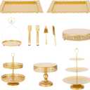MTJYQTF Gold Cake Stand Set - 11pcs Metal Dessert Table Display Set for Party, Vintage Candy Table Display Sets for Wedding Birthday Baby Shower Housewarming Party Farewell Party CS004