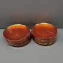 Rubtlamp 100 Pcs Clear Orange Gold Plastic Plates, Hammered Orange Party Plates,Heavy duty Dessert Plates,Disposable Salad/Dessert Platos,Clear Gold Plastic Platos 7 Inch for Party