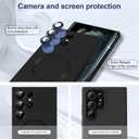Slim Case for Samsung Galaxy S22 Ultra 5G, [Camera Lens Protector][Mag-Safe] Thin Metal Matte Silicone Soft Rubber S22 Ultra Phone Case, Magnetic Wireless Charging Cover for Samsung S22 Ultra (Black)