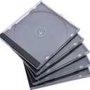 Maxtek 10.4 mm Standard Single Clear CD Jewel Case with Assembled Black Tray, 50 Pack