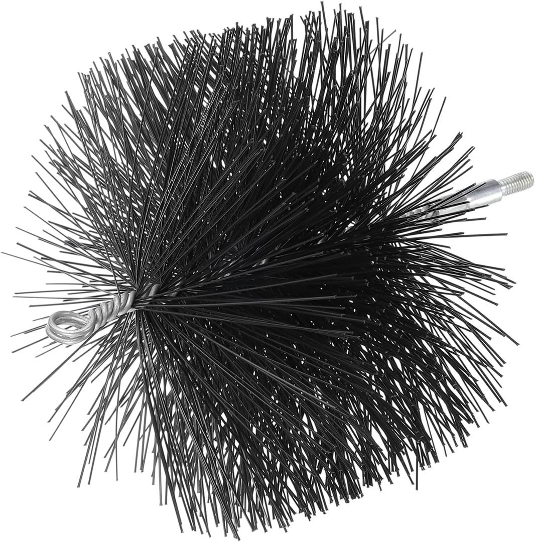 PATIKIL 7" Wire Chimney Cleaning Brush, Polypropylene Round Chimney Sweep Brush with M6 Fitting for Fireplace Burning Stove Tent Dryer Pipes, Silver