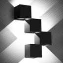 ledmo 20W High Power Modern Outdoor Wall Sconce Light Creative Adjustable Beam Square Up and Down Exterior Wall Lights Fixture Anti-Rust Aluminum IP65 6000K 1800LM Black for Patio Garage House 4 Pack