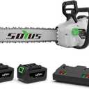 SOYUS 40V 16-Inch Brushless Cordless Chainsaw with Battery and Charger, Battery Operated Chainsaw with Auto-Tension & Auto-Lubrication for Wood Cutting & Tree Trimming, 2x4.0Ah Batteries Included