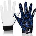 Football Receiver Gloves for Kids - Non-Slip Silicone Grip & Breathable Lycra Back for Enhanced Ball Control, Durable Rugby Training Gloves for Boys and Girls (M/L(6-6.5 IN), XK -Blue)