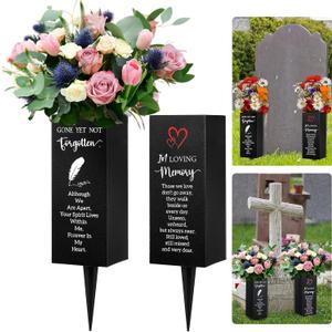2 Pcs Cemetery Vases for Grave Metal Flower Holder with Spikes and Drainage Holes in Loving Memorial Cemetery Grave Decorations for Burial Ground Funeral Lawn Yard Favor