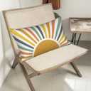 2 x Summer Pillow Covers 12x20 Inch Set of 2, Stripes Yellow Sunshine Decorations Outdoor Throw Pillows Boho Outdoor Rainbow Sun Pillowcase Linen Decor Cute Lumbar Cushion Case for Home Bedroom