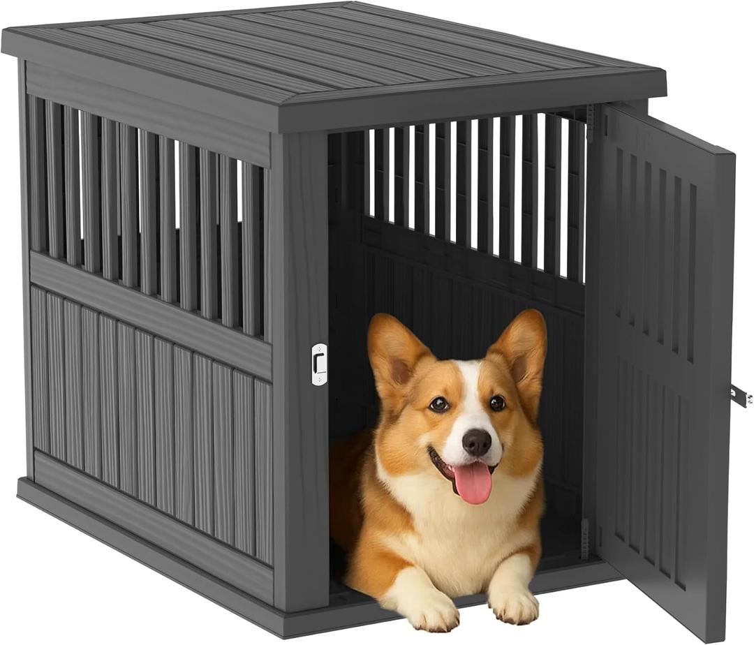 DRATO Dog Crate Furniture End Table Night Stand Furniture with Lockable Latch for Small to Large Dogs Side End Table, Modern Dogs Kennel Indoor (29.65 * 21.34 * 25.28, Black-1)