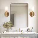 Andy Star Gold Bathroom Mirror,22x30'' Brushed Brass Metal Frame Rounded Corner Wall Mirror,Rectangle Wall Mounted Mirror Glass Panel Hangs Horizontal or Vertical for Bathroom,Vanity,Washroom