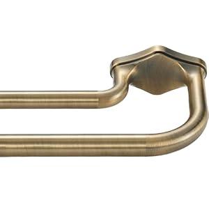 Lwiiom Anqiue Bronze Double Curtain Rods For Windows 72-144 Inch, Heavy Duty Double Curtain Rod with Aluminum Finial and Bracket, Adjustable Double Window Rods For Blackout Or Room Darkening Panel