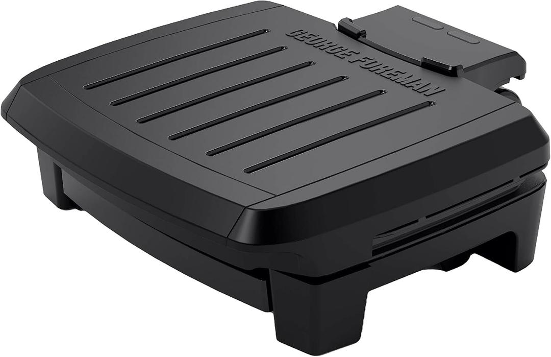 George Foreman Fully Submersible Grill, NEW Dishwasher Safe, Wash the Entire Grill, Easy-to-Clean Nonstick, Black/Grey (4-Serving)