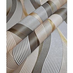 3D Wave Stripe Wallpaper Beige Embossed Vinly Non-Pasted Waterproof Wall Covering 374.00x 20.8 [ Not Peel and Stick ]