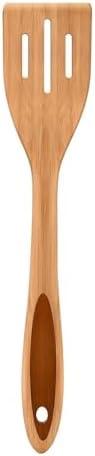 LorisArm 12.5" Spatula, Bamboo Slotted spatula, thick Wooden Kitchen Spatulas Turner, Egg Scraper, Wood Cooking Utensil, Spatulas for Flipping, Serving, Scraping & Turning. Pack of 2