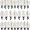 C7 Christmas Led Light Bulb, C7 Replacement Night Light Bulb, 0.6W Equivalent 7W Incandescent Bulb, Warm White 2200K, E12 Standard Base, Clear Plastic, 25Pack