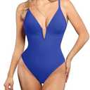 Popilush Tummy Control Swimsuits for Women Built in Shapewear Deep V Neck One Piece Swimsuit Slimming Swimwear Medium
