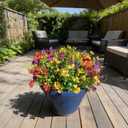 Artificial Flowers for Outdoors, 14 Bundles UV Resistant Fake Silk Flowers with Greenery Grass Lavendar Faux Plants Planter for Summer Decoration Porch Patio Yard Home Decor
