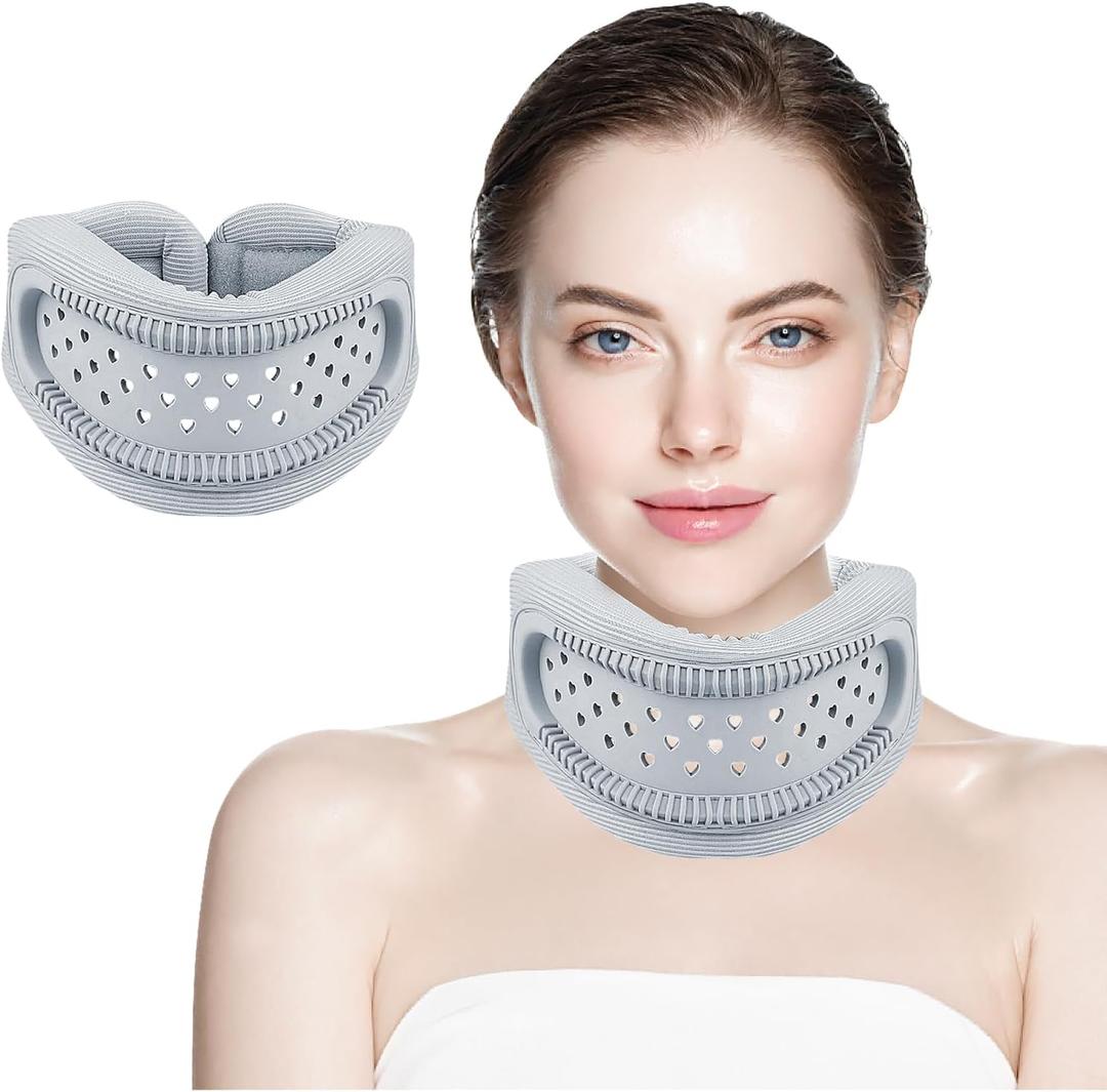 Neck Brace for Cervical Pain Relief, Adjustable Soft Support Collar, Memory Foam with Silicone Breathable Frame, Men & Women Cervical Spine Traction, Pressure & Vertebrae Stabilizer- Gray