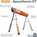 Bora Portamate Speedhorse XT Sawhorse Pair- Two pack, 30-36 inch height adjustable Legs, Metal Top for 2x4, Heavy Duty Pro Bench Saw Horse for Contractors, Carpenters - PM-4550T,Orange