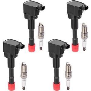 BDFHYK 4 Ignition Coil Pack UF374 and 4 Iridium Spark Plug 5325 Compatible with Honda 2003-2005 Civic, 2006-2011 Civic 1.3L l4 Coil for 5C1729 E1051