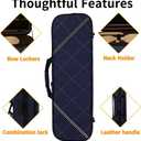Violin Case 4/4 Full Size Sturdy Oblong Violin Hard Case with Built-in Hygrometer, Super Lightweight Portable Hard-Shell with Carrying Straps Backpack (Blue)