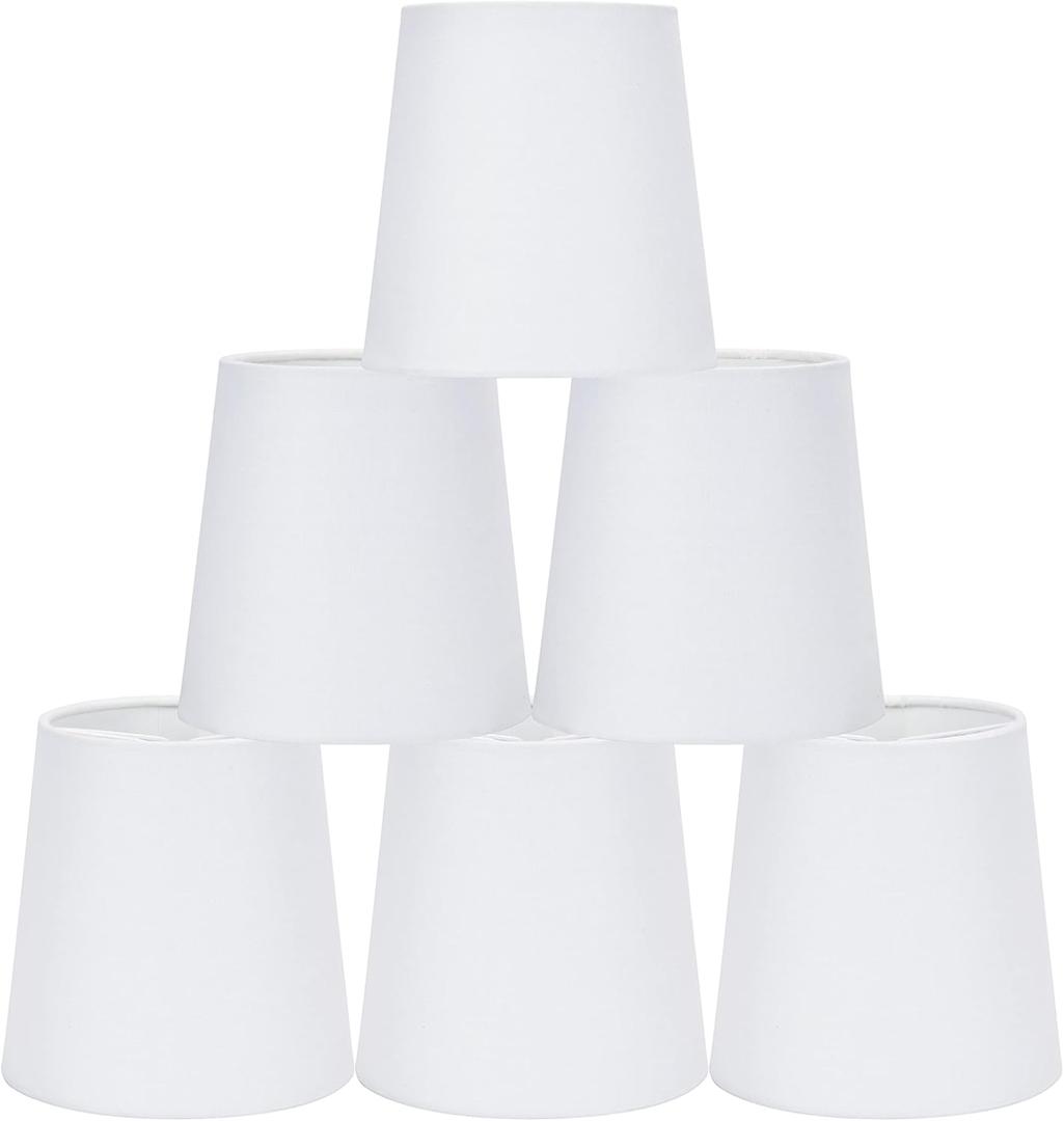 LAMPWELL VIRGO Clip-on Chandelier Lamp Shades,Set of 6,Small Barrel,5.2"4"H5.2",Fabric, Handmade,Traditional Decorative,ONLY FOR CANDLE BULB,Offwhite LAMPWELL VIRGO Clip-on Chandelier Lamp Shades,Set of 6,Small Barrel,5.2"4"H5.2",Fabric, Handmade,Traditional Decorative,ONLY FOR CANDLE BULB,Offwhite