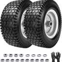 13x5.00-6 Flat Free Lawn Mower Tire and Wheel, 13 x 5 x 6 Riding Lawn Mower Tires and Wheel With 3" Centered Hub and 3/4" & 5/8" Bearings (2-Pack)