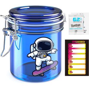 Smell Proof Jar with UV Protection, Airtight Glass Container, Double Sealed Smell Proof Container for Herbs, Teas, Coffee, Spices, Travel, Home, Kitchen, Fresh Storage Solution (Blue Astronaut)