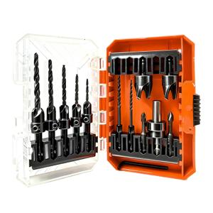 15-Piece Countersink Drill Bit Set, Adjustable Tapered Counter Sink Drill Bits with 2PC Wood Plug Cutters, Magnetic Extension Bit Holder, 1/4" Hex Shank for Woodworking with Storage Case