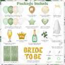 Ouddy Life Sage Green Bachelorette Party Decorations, Bride to Be Bridal Shower Decoration with Crown Champagnes Wineglass Heart Foil Balloons, Veil Sash, Fringe Curtains Engagement Wedding Supply