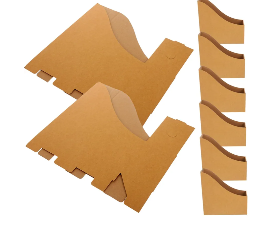 8pcs Kraft Paper Magazine File Holder Brown Storage Bins for Organized Office Home Classroom Use Fits Standard Magazines and Files Easy