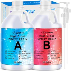JDiction Epoxy Resin Clear High Gloss Epoxy Resin, Maximum 1.5 Inch Deep Pour 1 Gallon Casting Resin for Jewelry Making, Table Top, Wood and Mold Crafts