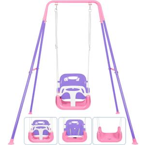 3-in-1 Height Adjustable Baby Swing Set for Ages 1-10 Years Safe & Durable