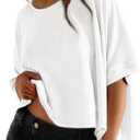 Dokotoo Summer Shirts 2026 Womens Solid T Shirts for Women Loose Oversized Tops Basic Tee, Medium