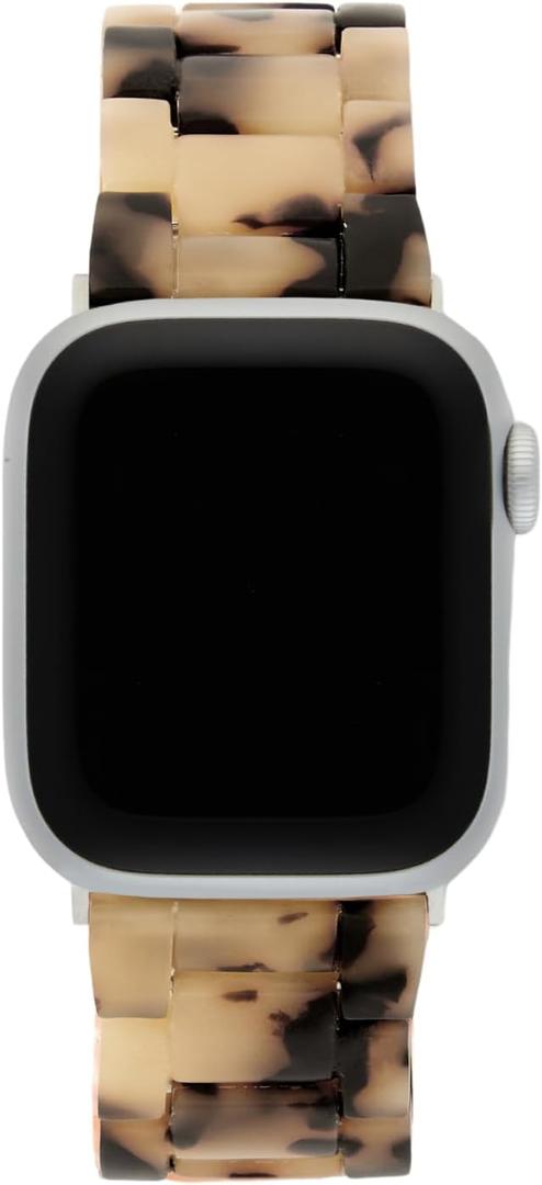 MACHETE Compatible with Apple Watch Band 38mm 40mm 41mm 42mm 44mm 45mm 49mm, Blonde Tortoise Fashion Acetate Resin iWatch Band for SE Series 9/8/7/6/5/4/3/2/1 Ultra 2 1 Women Men (Silver Hardware)