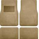 FH Group Car Floor Mat 4 Piece Set Driver's Seat with Heel Pad Deluxe Front 66 x 43 cm Rear 32 x 43 cm Beige