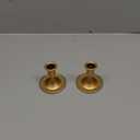 Gold Taper Candle Holder Set of 2, Hewory Short Skinny Brass Candlestick Holders, Vintage Small Low Metal Candles Sticks for Wedding Centerpieces Christmas Birthday Party Holiday Dinning Table Decor