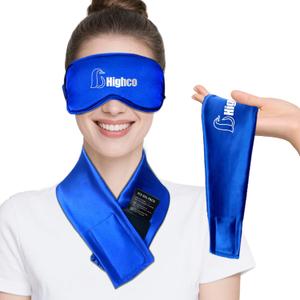 2PCS Cooling Eye Mask and Neck Ice Wrap,Cold Gel Eye Ice Pack for Sleep,Cooling Mask for Eyes,Reusable Ice Eye Patch Cold Compress for Puffy Eyes,Headache,Dark Circles,Migraines Relief,Blue