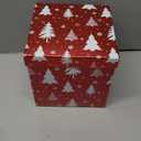 Cholemy 5 Pcs Christmas Nesting Gift Box Set with Lid  Assorted Size Xmas Nested Box with Ribbon (Wine Red Ribbon, Xmas Tree)