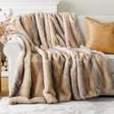 BATTILO HOME Luxury Faux Fur Throw Blanket, Soft Cozy Mink Fur Blanket for Couch, Sofa, Chair, Bed, Thick Warm Fall Fur Throw Blankets, 50"x60" (Yellow&grey)
