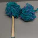 AmazerBath Shower Sponge Loofah Back Scrubber, PE Soft Mesh Loofah Body Scrubber with Long Wooden Handle, Bath Sponge for Men Women (Green)