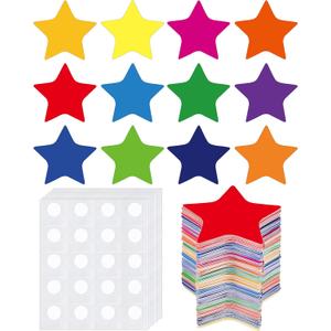 600 Pcs Star Cutouts 2 Inch Assorted Color Paper Bulletin Board Cutouts Star Die Cuts for DIY Home Bulletin Board Decor Theme Party Supplies, Rainbow Color